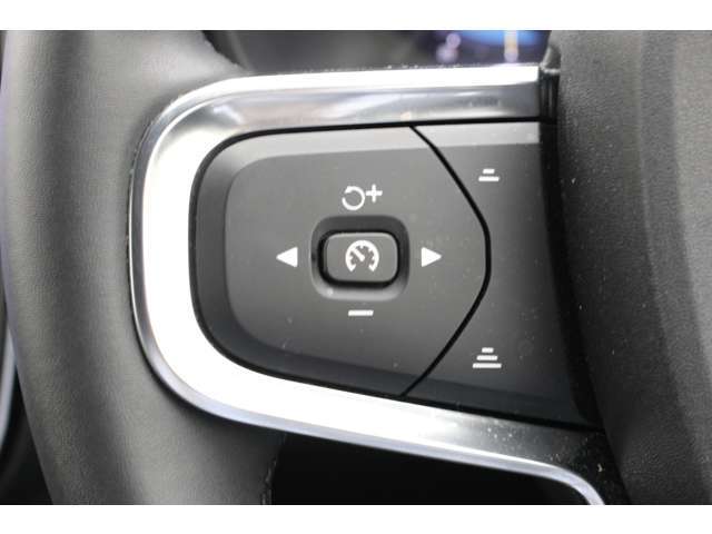 ステアリング左のスイッチは、設定された速度に自動調整しながら前方車両に追随できるアダプティブコントロールと車線の中央を走るようステアリングをコントロールするパイロットアシストのスイッチとなります。