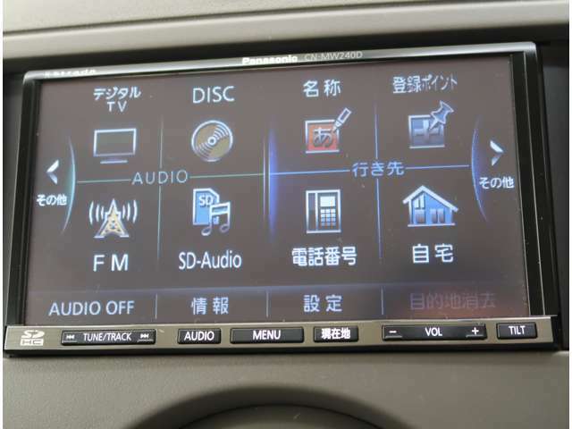 パナソニック製7インチメモリーナビを装備しています。【機種番号　CNーMW240D】