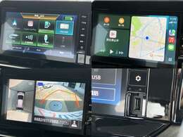 純正オプションの9インチディスプレイオーディオです。AppleCarPlay・AndroidAuto対応です。アラウンドビューモニターが映ります。