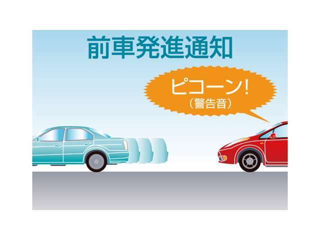 前車発進通知信号などで停車中に前方の車両が発進したことを検知すると、アラームでお知らせします。