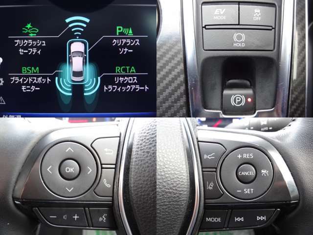 トヨタセーフティセンス　衝突軽減　レーンキープ　ブラインドスポットモニター　クリアランスソナー　リヤクロストラフィックアラート　ブレーキホールド　ステアリングリモコン　レーダークルーズ