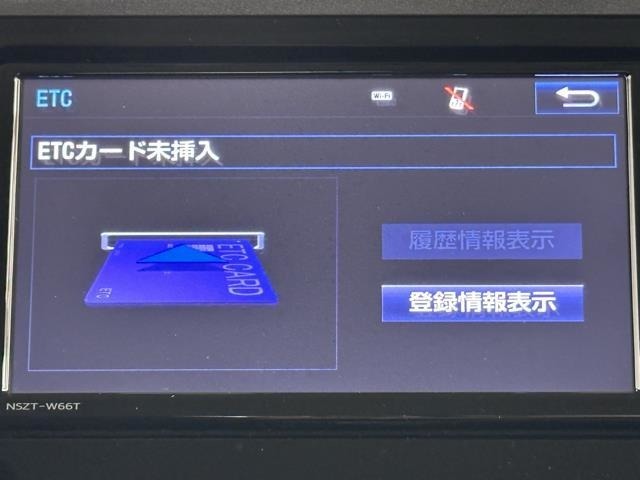 ナビ画面に連動したETCを装備しています。　過去に利用した利用料金も一目で分かって、とっても便利です。　ETCの抜き忘れ、挿し忘れも警告してくれるので安心ですね。