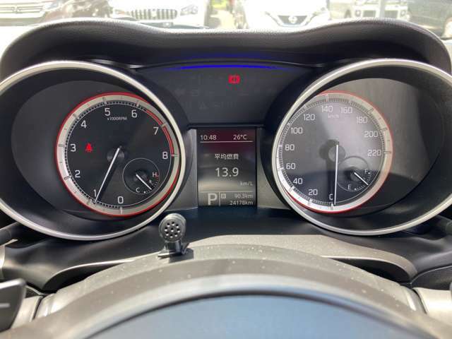 スピードメーターは右に速度計、左に回転数計があります。