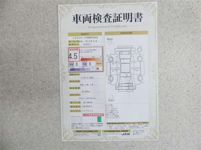 車輌検査証明書付き。