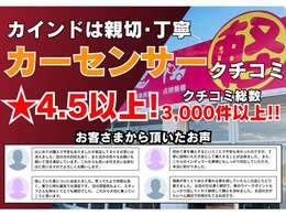 ■カインドは親切・丁寧■カーセンサークチコミ★4.5以上！グループクチコミ総数3,000件以上です！是非、ご覧ください！親切・丁寧をモットーにお客さまに合う最適なお車・プランをご提案させていただきます！