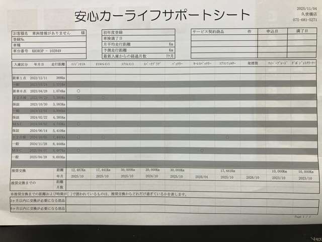 【安心カーライフサポートシート】京滋マツダでは、ご安心いただけるよう、新車をご購入いただいてからの整備歴を明確にしています。