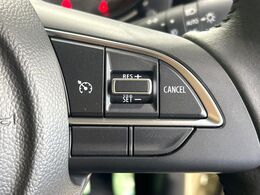 【クルーズコントロール】高速道路もラクラク走行。アクセルを離しても一定速度で走行ができ、長距離運転時の負担を軽減！加速・減速も簡単なスイッチ操作で調整できます。