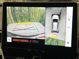【パノラミックビューモニター】専用のカメラにより、上から見下ろしたような視点で360度クルマの周囲を確認することができます☆死角部分も確認しやすく、狭い場所での切り返しや駐車もスムーズに行えます。