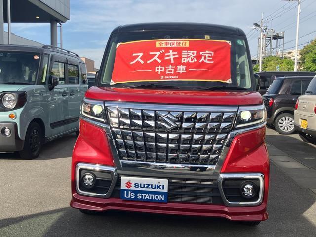 ＜令和4年式＞フェニックスレッドパール　ブラック2トーン。広々室内空間はそのままにクールな【スペーシアカスタム】