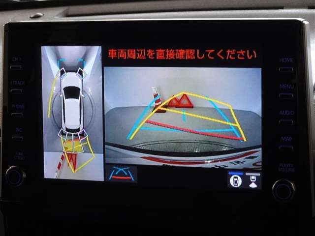 バックガイドモニターを装備してます、車庫入れもラクラクです。パノラミックビューモニターを搭載しています、上からの画像も表示されます。