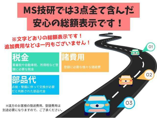 MS技研では文字通りの総額にこだわっております！ご自身のお住まいの地域が遠方に該当するかどうかはお気軽にお問い合わせくださいね(*^^*)