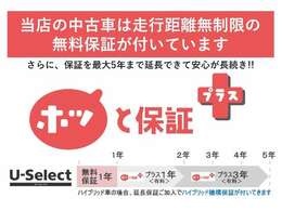 ホッと保証☆プラス加入で最長5年,走行距離無制限の安心保障がお付け頂けます！