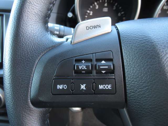 運転中、ステアリングから手を離すことなくオーディオの操作が可能なステアリングスイッチつきです