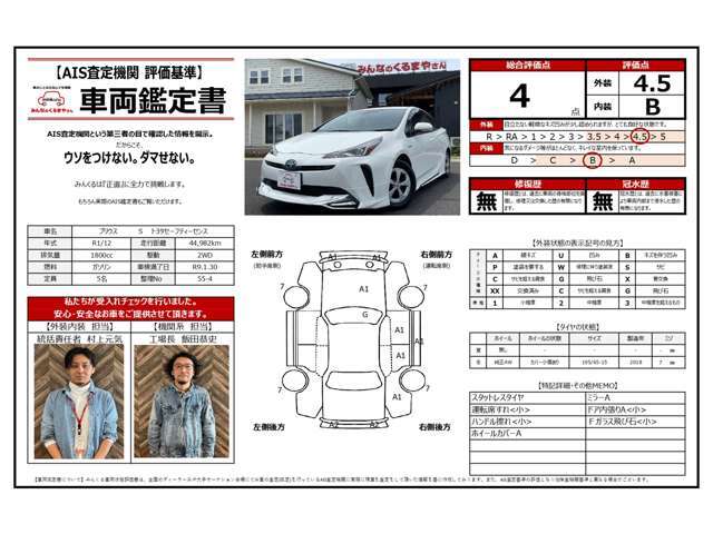☆第三者機関AISによる査定内容を情報開示☆　当社でも査定しておりますが2段階査定する事で、より『透明性』の高いご提案をさせて頂きます！　実際のAIS鑑定書もお見せできますのでお気軽にお問合せ下さい♪