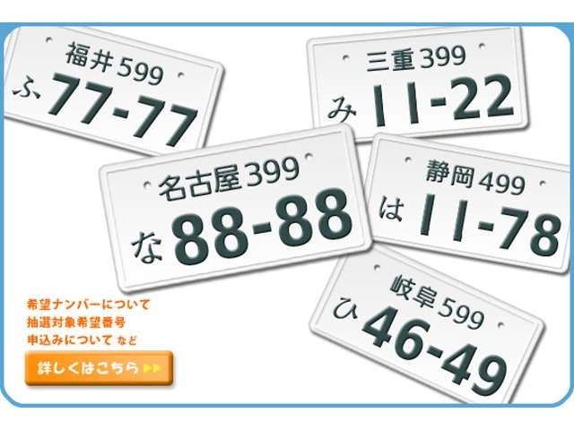 Aプラン画像：自動車のナンバープレートにあなたの希望する番号を付けることができる制度です。特定の番号は抽選となるため詳しくはお問い合わせください。