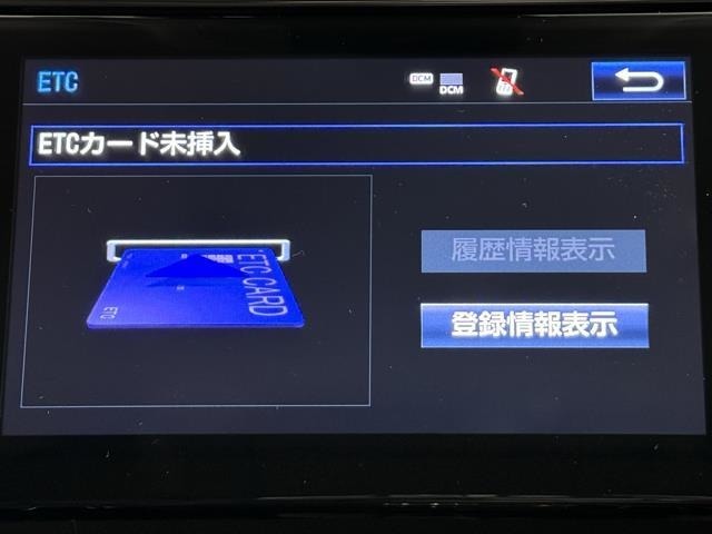 ナビ画面に連動したETCを装備しています。　過去に利用した利用料金も一目で分かって、とっても便利です。　ETCの抜き忘れ、挿し忘れも警告してくれるので安心ですね。