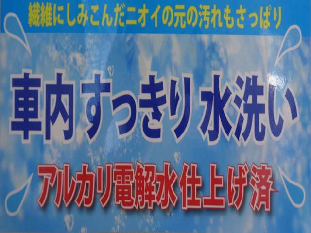 アルカリ電解水仕上済　　車内すっきり水洗い