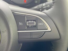 【クルーズコントロール】高速道路もラクラク走行。アクセルを離しても一定速度で走行ができ、長距離運転時の負担を軽減！加速・減速も簡単なスイッチ操作で調整できます。