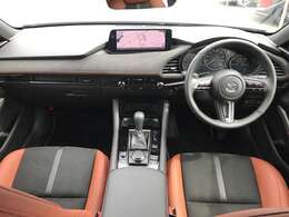 テラコッタ×ブラックのフェイクレザー内装がお洒落