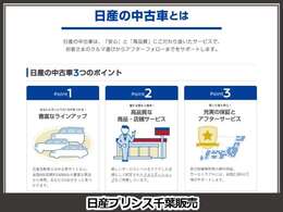 高品質に拘り抜いた認定中古車を厳選、全国2000か所以上の日産サービス工場があなたの愛車をサポートします。