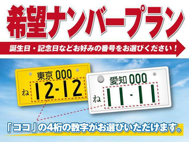 Bプラン画像：車のナンバーを記念日やお誕生日などお好きな数字をお選びいただけます♪