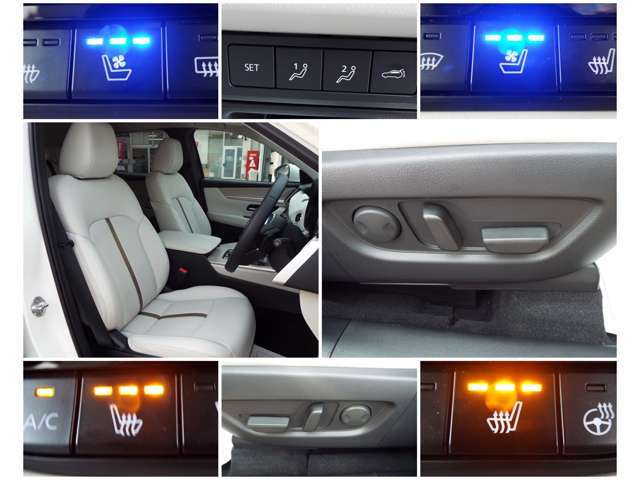 運転席には電動パワーシート搭載！また1つのキーごとシート位置を記憶できるメモリー機能付き！またシートヒーター+シートベンチレーション機能も備わり夏場も座席ムレ防止！
