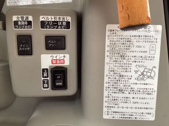スロープ使用時のスイッチ類です