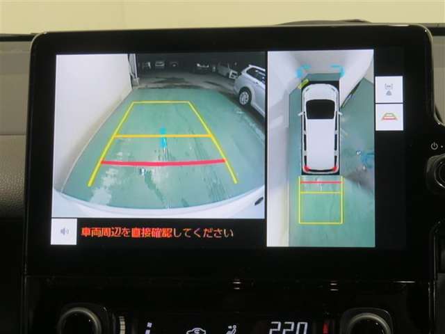 パノラミックビューモニター搭載。カメラで車両周囲の状況を映し出すため、狭い場所での駐車などに役立ちます。