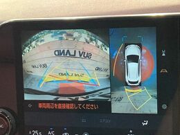 【パノラミックビューモニター】専用のカメラにより、上から見下ろしたような視点で360度クルマの周囲を確認することができます☆死角部分も確認しやすく、狭い場所での切り返しや駐車もスムーズに行えます。