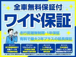 1年間、走行無制限保証！全国の日産直営サービス工場で点検・修理対応可能！当社から遠方の方でも安心です！！なんと延長保証も可能！！延長保証の内容はプランAをご覧ください！！