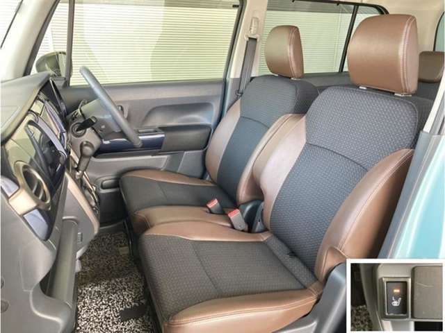 個性が出ています！目を惹くデザインのシートヒーター機能付きシートです！体を包み込むような座り心地で運転をサポートします。デザインも機能も文句なしで、快適な運転へと繋がります。