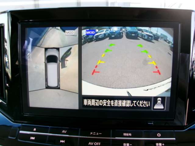 アラウンドビューモニター。クルマを上空から見下ろしているかのような映像で、駐車の際、周囲の安全を確認できます！