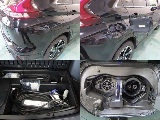 充電口を開くと200V普通充電と急速充電用コネクターを内蔵しています。