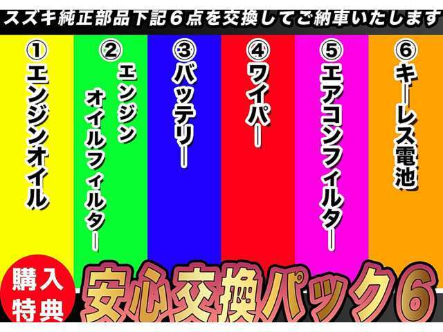 【安心のお約束】ご納車時には6つの消耗部品の交換を致しましてお引き渡しします。