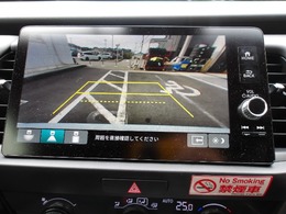 バックカメラの画像です。ガイドラインがスムースな車庫入れをサポートいたします！車庫入れの安心感がアップしますね☆