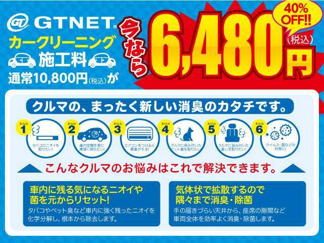 Aプラン画像：クルマのまったく新しい消臭のカタチをご提案します！細菌やウィルスも99.9％除菌します！