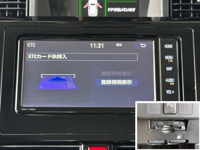 ナビ連動ETC付きです。高速道路料金所での小銭の出し入れや雨天時における窓の開け閉めなどの煩わしさが解消できます。料金所の通過もスムーズで快適ですよ。☆使用履歴表示や音声案内もしてくれます☆