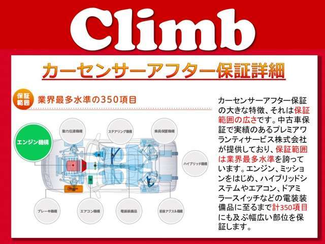 業界最多水準350項目の保証範囲！