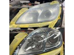 特殊な機械とコーティング剤を用いたヘッドライトコーティングできます。新品並みのクリア感に仕上がります。