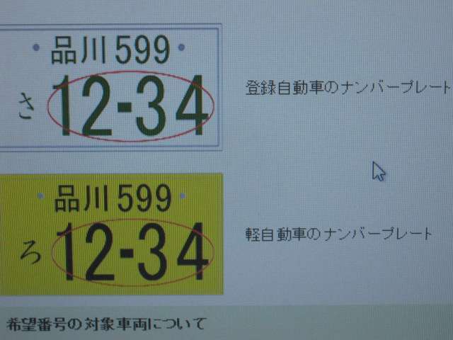 好きなナンバーをお選びいただけます。