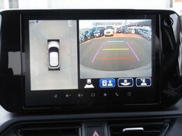 後方だけでなく、俯瞰映像や助手席側、前方などがナビ画面に表示されるため車庫入れや、狭い場所での切り返しなどをサポートします◎