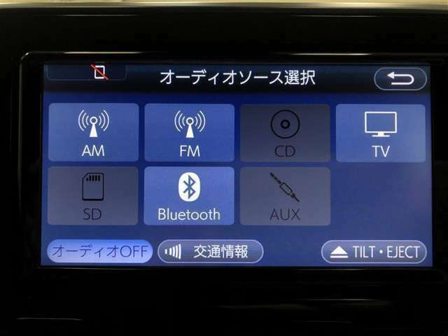 ラジオ、フルセグテレビ、CD再生、SD再生(音楽)、Bluetoothオーディオが使用可能です。詳しい仕様については、スタッフまでお問い合わせください。