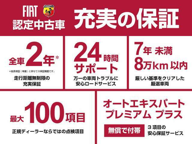 新車登録7年未満、走行距離8万以内未満など質の高い車両だけを厳選し、専門のサービスエキスパートが精密なコンディションチェックを実施しております。