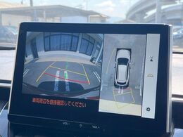 【パノラミックビューモニター】専用のカメラにより、上から見下ろしたような視点で360度クルマの周囲を確認することができます☆死角部分も確認しやすく、狭い場所での切り返しや駐車もスムーズに行えます。