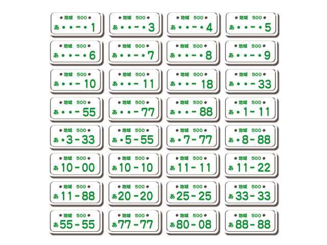 お好みのナンバープレートの数字を取得致します。