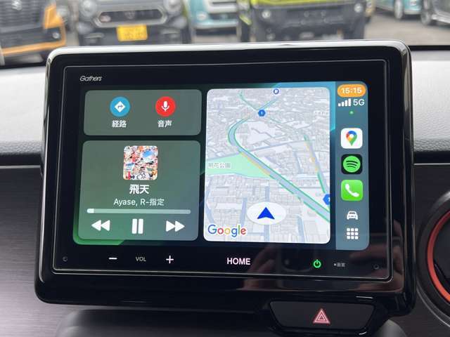 カープレイ、アンドロイドオート接続でグーグルマップや音楽アプリを起動できます！バックカメラ、USB、ブルートゥース、ラジオ再生可能！