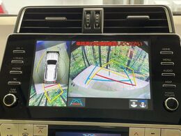 【パノラミックビューモニター】専用のカメラにより、上から見下ろしたような視点で360度クルマの周囲を確認することができます☆死角部分も確認しやすく、狭い場所での切り返しや駐車もスムーズに行えます。