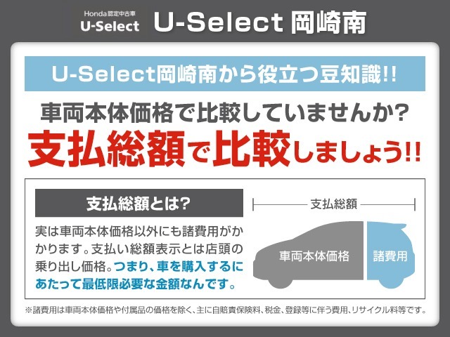 車両本体価格だけで判断するのは、ちょっと待って下さい！！総額で判断するのが、失敗しない車選びだと思います！！