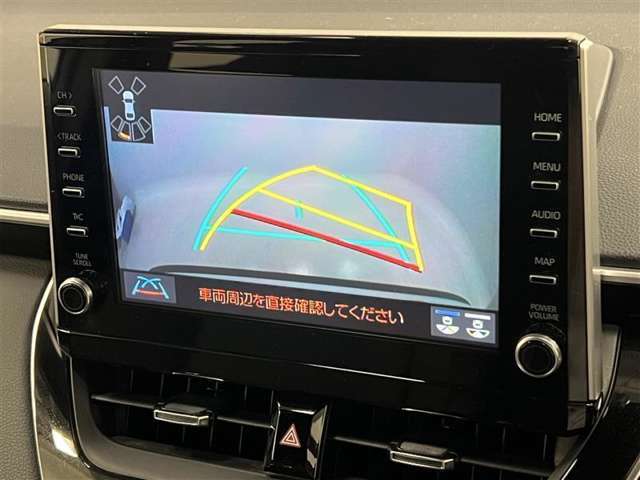 カラーバックガイドモニター！ハンドル切れ角に連動した予測線表示があります！