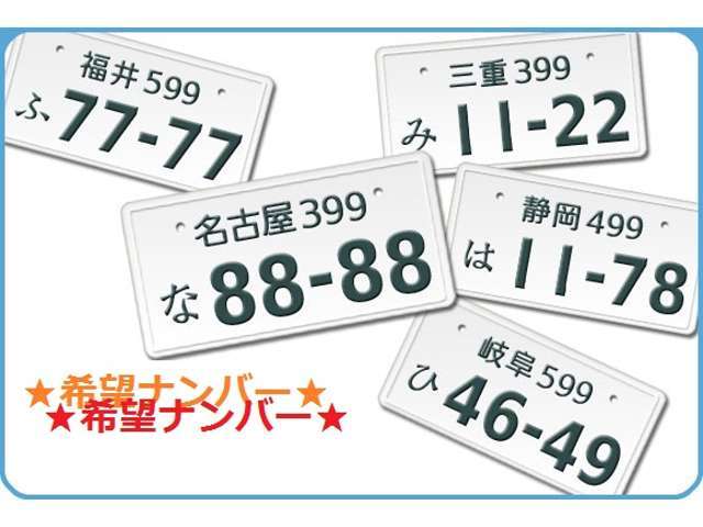 ご希望のナンバーでお渡しするプランです！※1ケタ・ゾロ目など人気の高いナンバーは、抽選により取得できない場合もございます。お問い合わせは：0574-27-3758までお願いします。